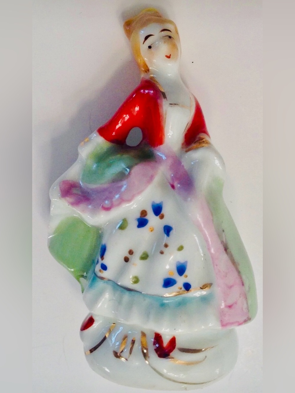 Japan Porcelain Figurine Vintage Victorian Women in Flowered Skirt